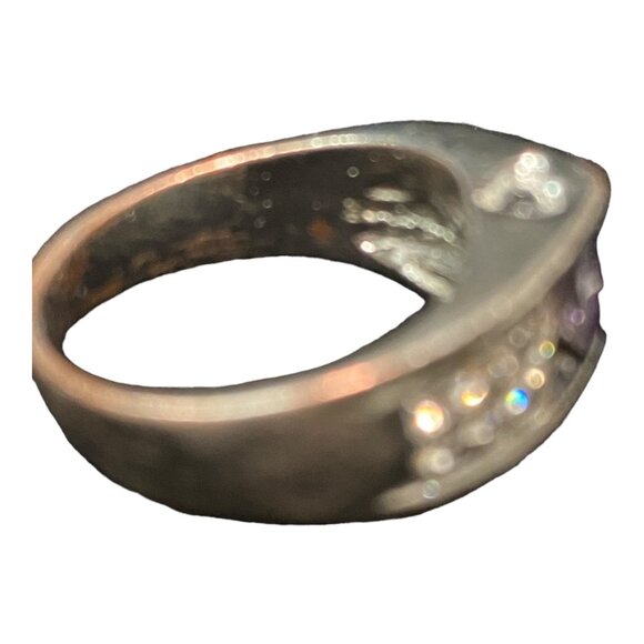 Ring Size 7 CZ Cubic Zirconia/Glass Not Sterling Silver Vintage Jewelry - Picture 9 of 10